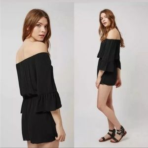 Topshop Black Off-Shoulder Romper Size 2